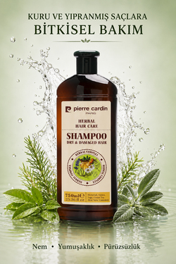 Pierre Cardin Herbal Shampoo For Dry & Damaged Hair 750 ML Bitkisel Şampuan ( Kuru ve Yıpranmış Saçlar)