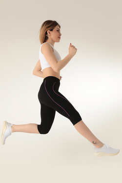 Miorre Çizgili Kadın Normal Bel Kısa Tayt