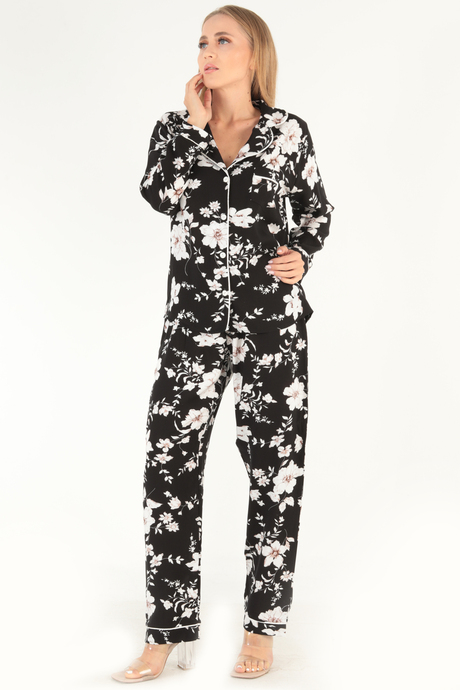 DoReMi Floral Pattern Uzun Kollu Kadın Pijama Takım