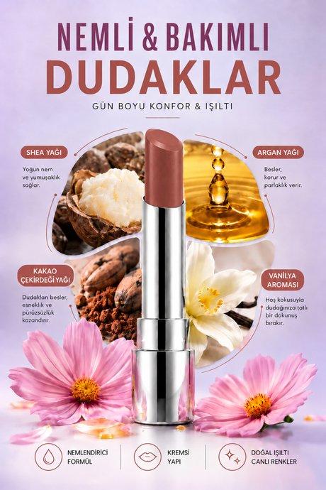 Pierre Cardin Sheer Glow Lipstick - Parlak Bitişli Nemlendirici Ruj - Planet Gaia - 013