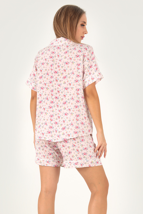 DoReMi Pink Floral Kısa Kollu Kadın Şortlu Pijama Takım