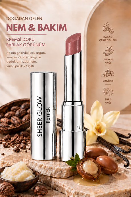 Pierre Cardin Sheer Glow Lipstick - Parlak Bitişli Nemlendirici Ruj - Desire - 020