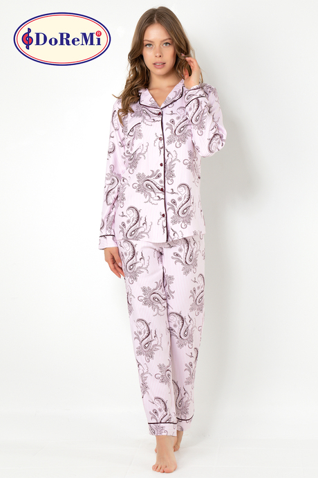 DoReMi Cherry Rot Uzun Kollu Kadın Pijama Takımı