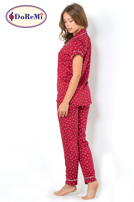 DoReMi Burgundy Heart Kısa Kollu Pijama Takımı