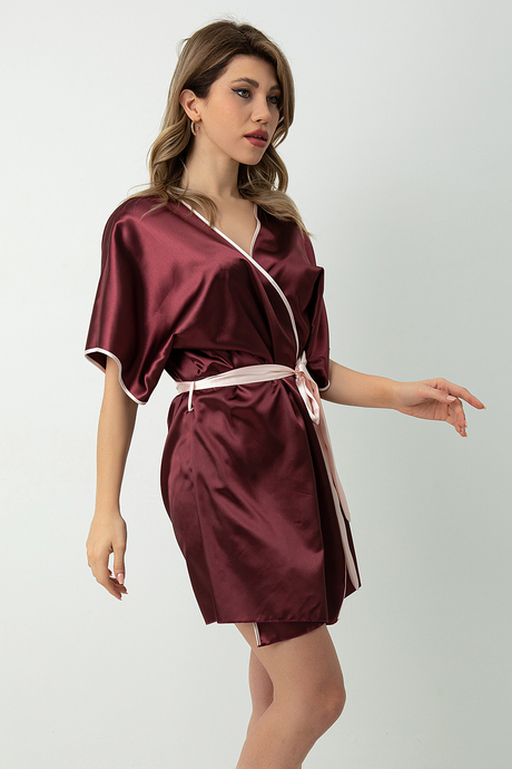 DoReMi Saten Kuşaklı Biye Detaylı Sabahlık