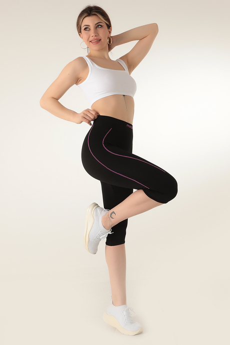 Miorre Çizgili Kadın Normal Bel Kısa Tayt