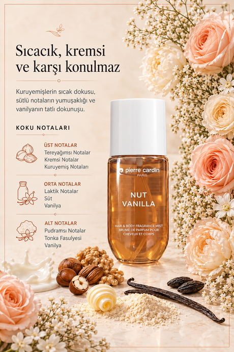 Pierre Cardin Saç ve Vücut Mist - 110 ml - Brazilian Nut Vanilla (Hair & Body Mist)