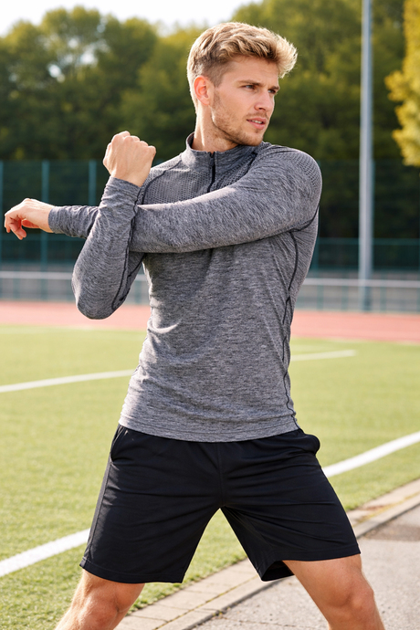 MioFit Erkek Ultimate Fermuar Yakalı Uzun Kollu Dikişsiz Spor Tişört