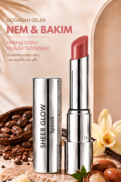 Pierre Cardin Sheer Glow Lipstick - Parlak Bitişli Nemlendirici Ruj - Petal Blush - 009