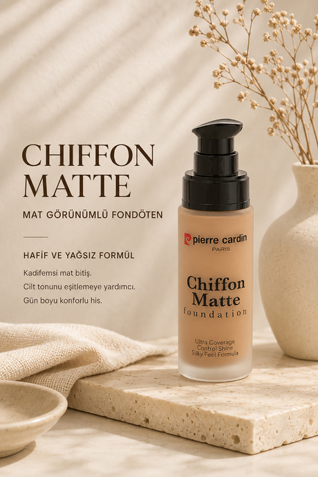 Pierre Cardin Chiffon Touch Mat Görünüm Veren Fondöten-Classic Beige-717