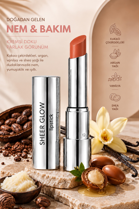 Pierre Cardin Sheer Glow Lipstick - Parlak Bitişli Nemlendirici Ruj - Dare - 022