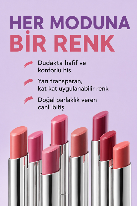 Pierre Cardin Sheer Glow Lipstick - Parlak Bitişli Nemlendirici Ruj - Pink Nude - 003