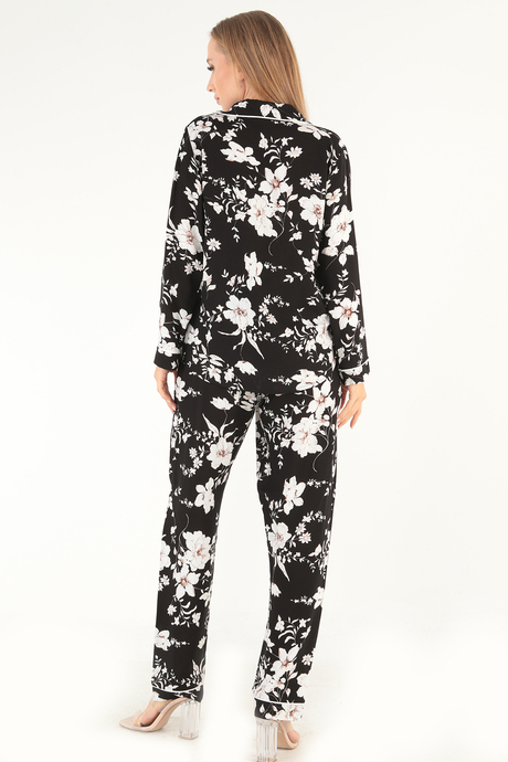 DoReMi Floral Pattern Uzun Kollu Kadın Pijama Takım