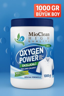 MioClean Oxygen Power – Güçlü Toz Leke Çıkarıcı & Ağartıcı Çamaşır Deterjanı (1000 gr) | Renkli ve Beyaz Çamaşırlar İçin