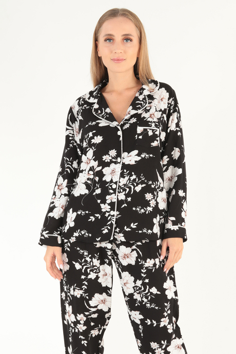DoReMi Floral Pattern Uzun Kollu Kadın Pijama Takım