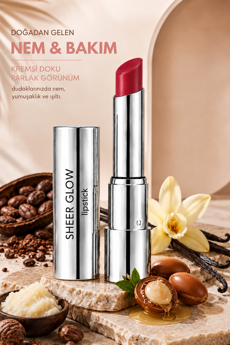 Pierre Cardin Sheer Glow Lipstick - Parlak Bitişli Nemlendirici Ruj - Sugar Pop- 023