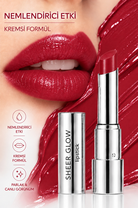 Pierre Cardin Sheer Glow Lipstick - Parlak Bitişli Nemlendirici Ruj - Sugar Pop- 023