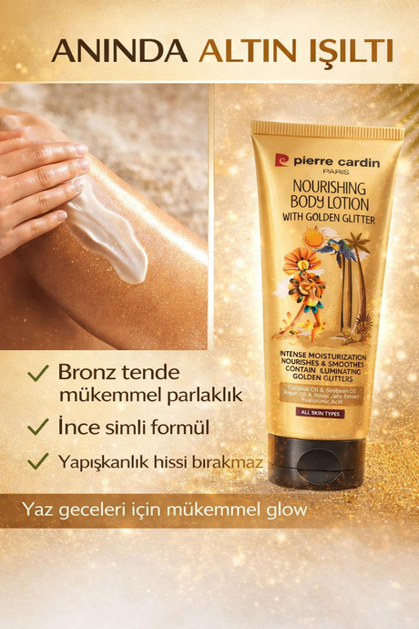 Pierre Cardin Nourishing Body Lotion with Golden Glitter-Altın Işıltılı Besleyici Vücut Losyonu-200ml