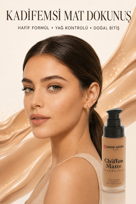 Pierre Cardin Chiffon Touch Mat Görünüm Veren Fondöten-Classic Beige-717