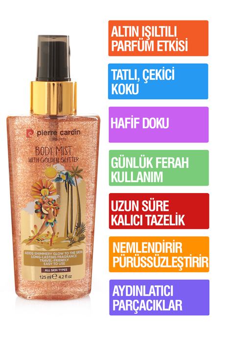 Pierre Cardin Body Mist With Golden Glitter-Altın Simli Vücut Spreyi-125 ml