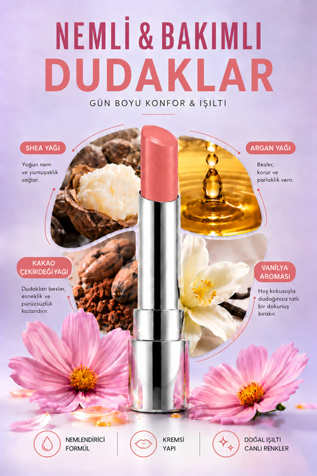 Pierre Cardin Sheer Glow Lipstick - Parlak Bitişli Nemlendirici Ruj - Glowy Peach - 017