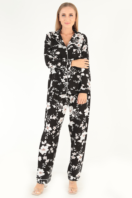DoReMi Floral Pattern Uzun Kollu Kadın Pijama Takım