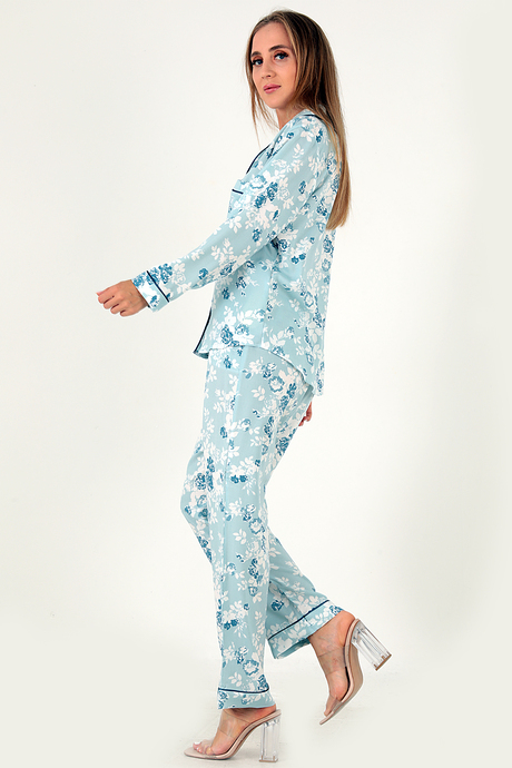 DoReMi Çiçek Baskılı Uzun Kollu Kadın Pijama Takım