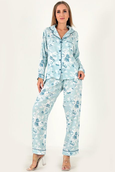 DoReMi Çiçek Baskılı Uzun Kollu Kadın Pijama Takım