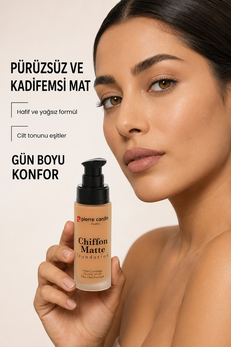 Pierre Cardin Chiffon Touch Mat Görünüm Veren Fondöten - 402- Light