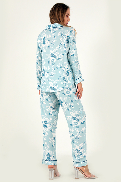 DoReMi Çiçek Baskılı Uzun Kollu Kadın Pijama Takım