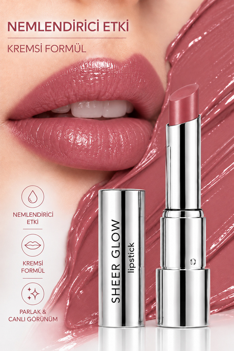 Pierre Cardin Sheer Glow Lipstick - Parlak Bitişli Nemlendirici Ruj -  Delight - 020
