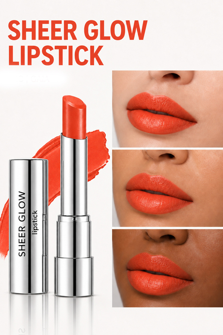 Pierre Cardin Sheer Glow Lipstick - Parlak Bitişli Nemlendirici Ruj - Tangerina Orange - 006