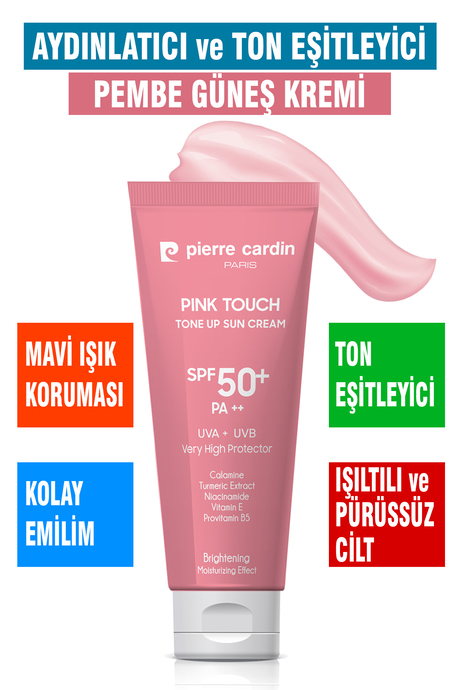 Pierre Cardin Ton Eşitleyici Aydınlatıcı Yüz Güneş Kremi Pink Touch Tone-Up SPF50+/PA++ – 50 ml