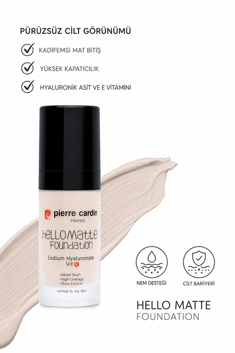Pierre Cardin HelloMatte Foundation - Porcelain - 30 ML