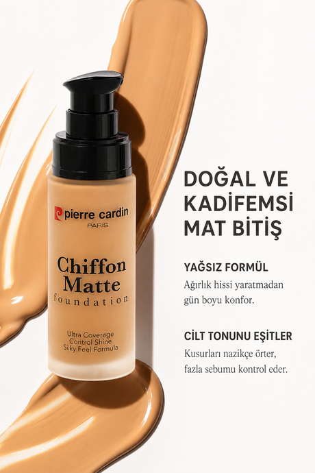 Pierre Cardin Chiffon Touch Mat Görünüm Veren Fondöten - 303- Fair