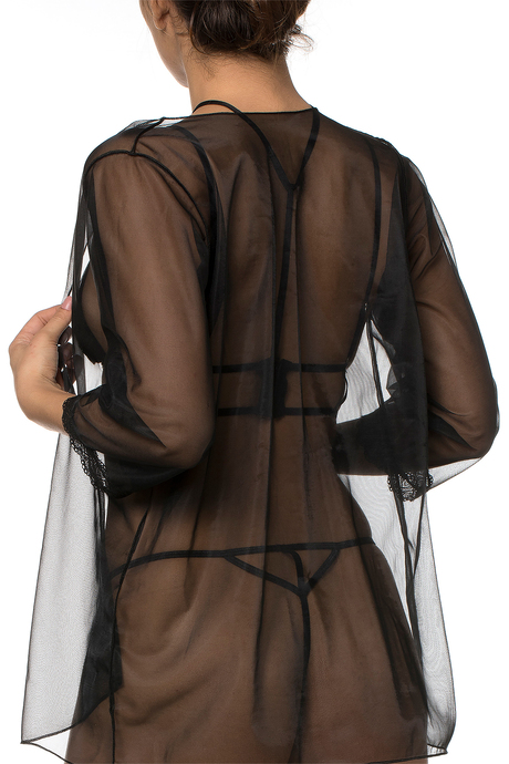 Miorre Silver Butterfly Transparan Bralet ve Sabahlık Takım