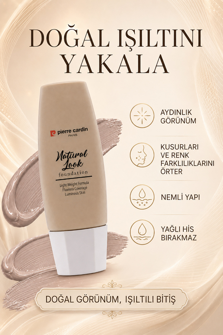 Pierre Cardin Natural Look Doğal Görünüm Veren Fondöten - Medium Beige