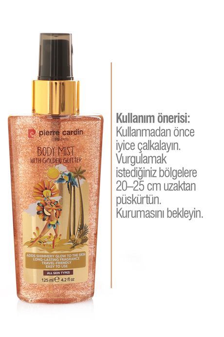 Pierre Cardin Body Mist With Golden Glitter-Altın Simli Vücut Spreyi-125 ml