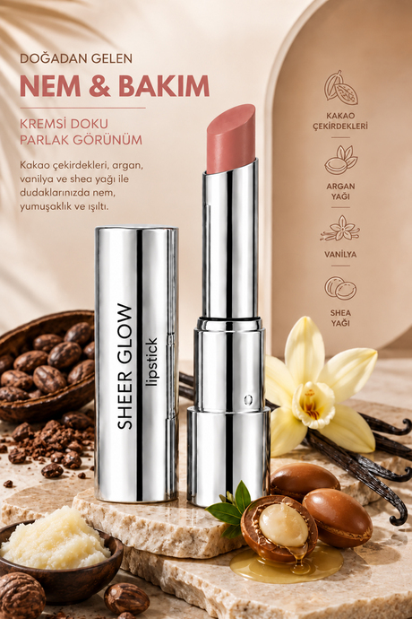 Pierre Cardin Sheer Glow Lipstick - Parlak Bitişli Nemlendirici Ruj - Warm Lust - 011