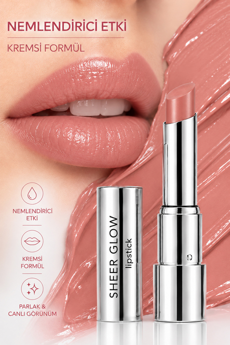 Pierre Cardin Sheer Glow Lipstick - Parlak Bitişli Nemlendirici Ruj - Harmony - 001