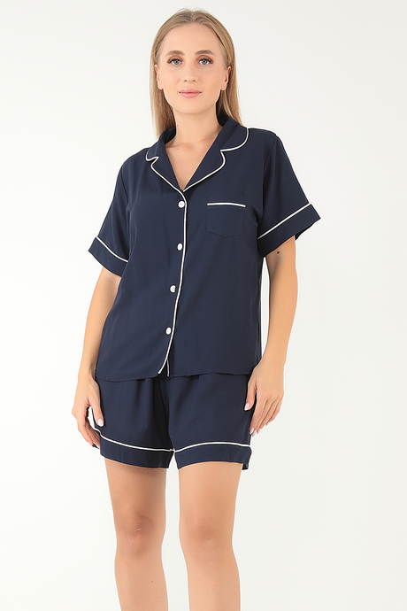 DoReMi Lacivert Kısa Kollu Kadın Şortlu Pijama Takım