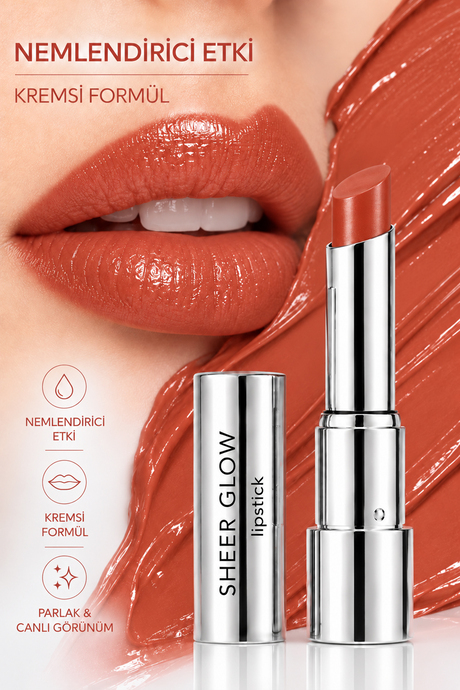Pierre Cardin Sheer Glow Lipstick - Parlak Bitişli Nemlendirici Ruj - Dare - 022