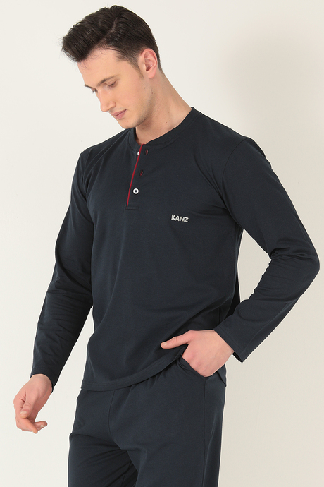 KANZ 2 Parça Erkek Soft Doğal Pamuk Pijama Takımı