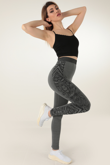 Miorre Yüksek Bel Desenli Spor Seamless Tayt