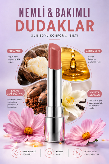 Pierre Cardin Sheer Glow Lipstick - Parlak Bitişli Nemlendirici Ruj - Clean Girl - 009