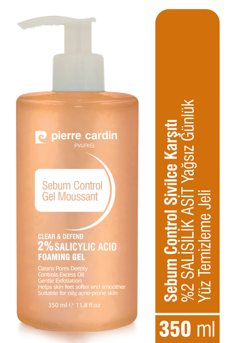 Pierre Cardin Sebum Control Sivilce Karşıtı %2 SALİSİLİK ASİT Yağsız Günlük Yüz Temizleme Jeli 350 ml
