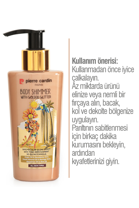 Pierre Cardin Body Shimmer With Golden Glitter-Altın Işıltılı Vücut Parlatıcısı-125 ml