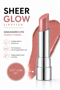 Pierre Cardin Sheer Glow Lipstick - Parlak Bitişli Nemlendirici Ruj - Soft Aura - 001