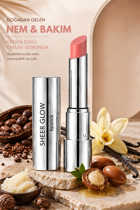 Pierre Cardin Sheer Glow Lipstick - Parlak Bitişli Nemlendirici Ruj - Soft Aura - 001