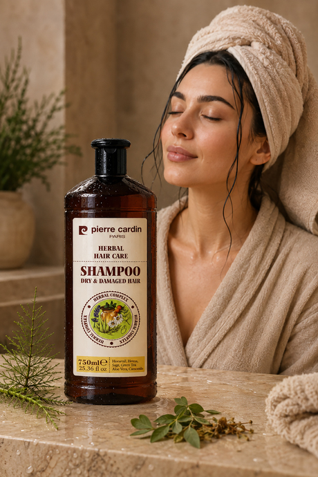 Pierre Cardin Herbal Shampoo For Dry & Damaged Hair 750 ML Bitkisel Şampuan ( Kuru ve Yıpranmış Saçlar)